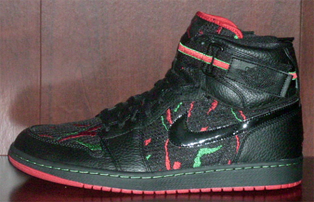 green black and red jordan 1s