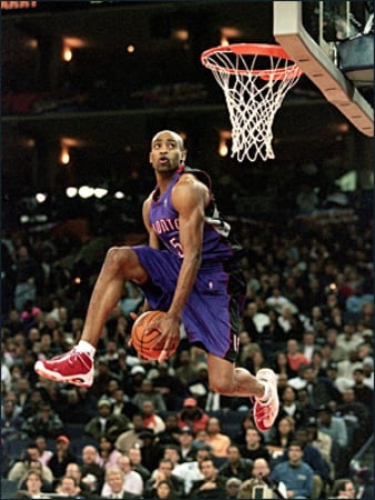 vince carter dunking on someone. Top Slam Dunk Contest