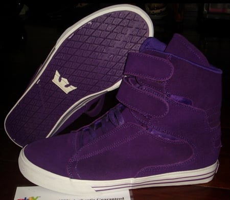 justin bieber purple supra shoes. This high top skate shoe