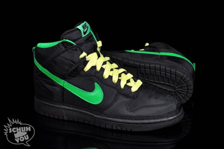 Nike Dunk Hi Nylon Premium - Black / Green Spark - Citron
