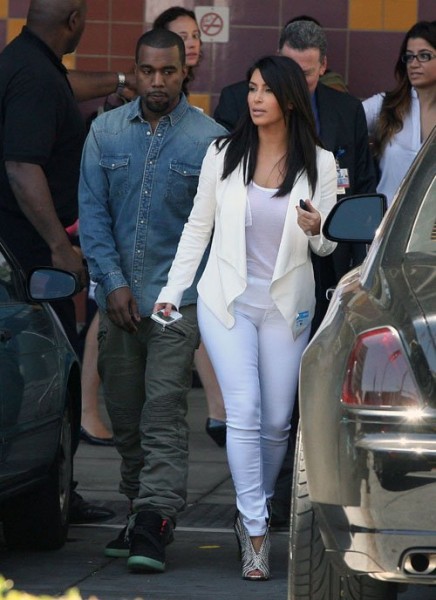 Kanye West in the Yeezy 2 in LA Alongside Kim Kardashian