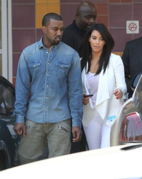 Kanye West in the Yeezy 2 in LA Alongside Kim Kardashian