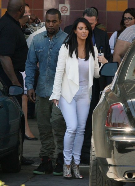 Kanye West in the Yeezy 2 in LA Alongside Kim Kardashian