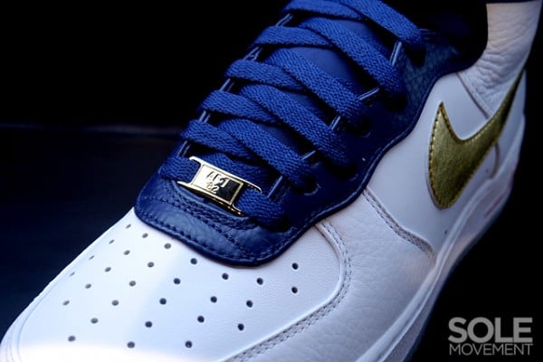 navy blue and gold air force ones