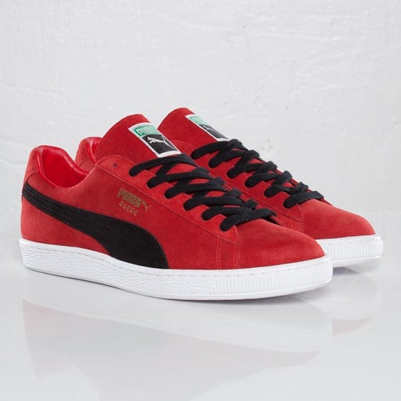 puma suede red and black