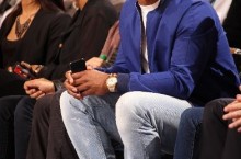 Celebrity Sneaker Watch: Victor Cruz Sits Courtside in White Foams