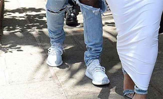Kanye West Wears White adidas Yeezy 350 Boost V2