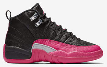Air Jordan 12 Girls Black Deadly Pink
