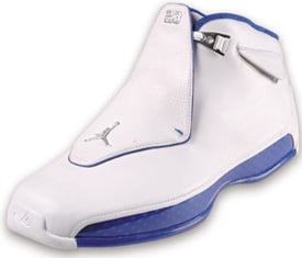 black and blue jordan 18s