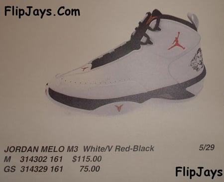 Air Jordan Melo 3 White/V Red-Black