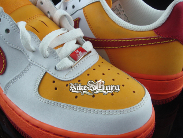 Nike Air Force 1 Yellow Orange Maroon Sample