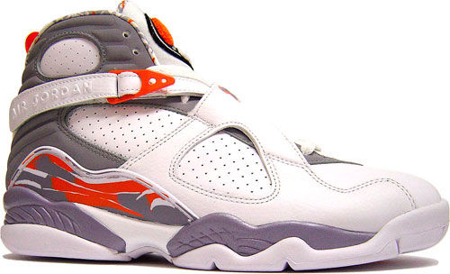 white and orange jordan 8