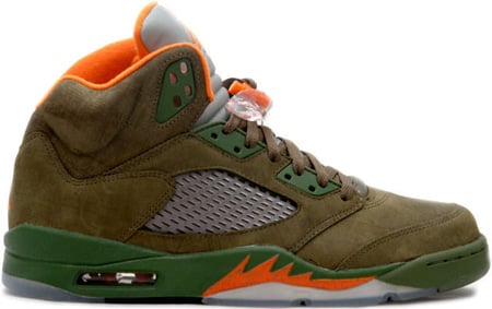 green and orange jordan 5