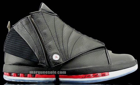 black and red jordan 16