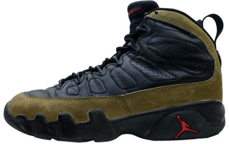 jordan 9 olive on feet