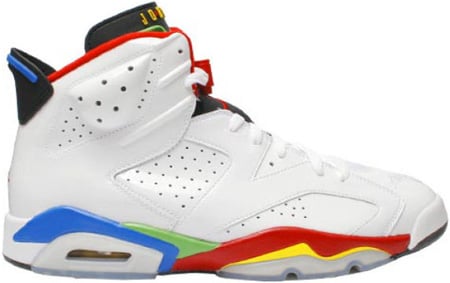 Air Jordan Retro 6 (VI) Olympic 2008 White / Varsity Red - Green Bean - New Blue