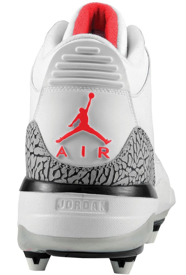 Air Jordan Retro 3 (III) Cleat D White / Fire Red - Cement