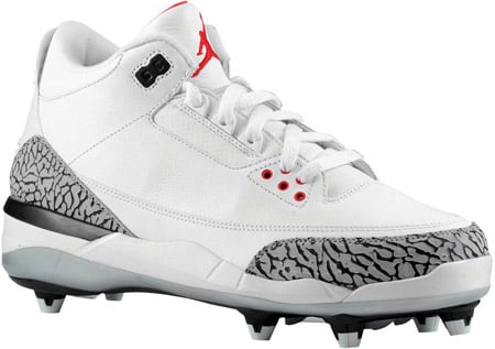 Air Jordan Retro 3 (III) Cleat D White / Fire Red - Cement
