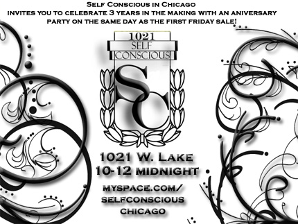 Self-Conscious 3 Year Anniversary Party and Friday Sale Today!