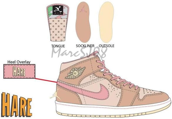 Air Jordan Womens Retro 1 (I) Mid - Hare