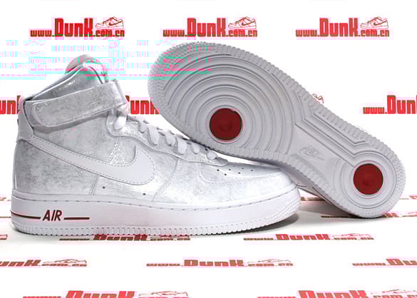 Nike Womens Air Force 1 High Premium - White / White - Varsity Red