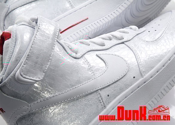 Nike Womens Air Force 1 High Premium - White / White - Varsity Red
