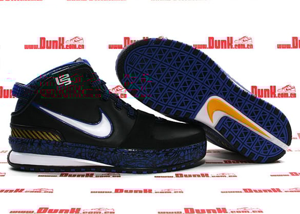 Nike Zoom Lebron VI (6) - Black / White - Varsity Royal - Varsity Maize Detailed Look Nike Zoom Lebron VI (6) - Black / White - Varsity Royal - Varsity Maize Detailed Look