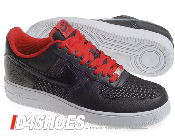 Nike Air Force 1 Low Premium -  Black / Black - Varisity Red - Neutral Grey