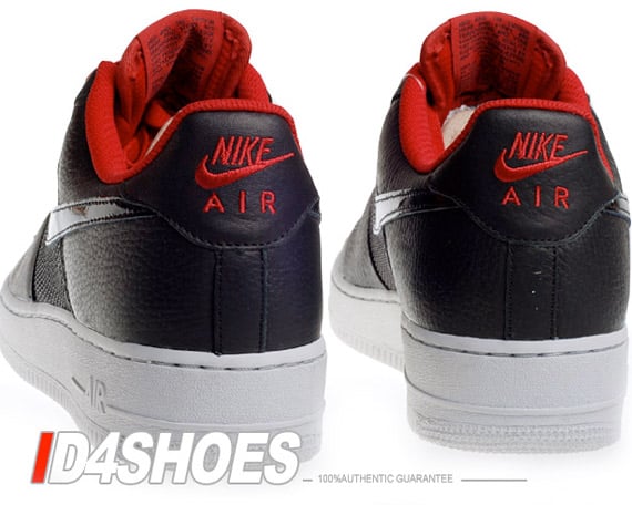 Nike Air Force 1 Low Premium -  Black / Black - Varisity Red - Neutral Grey