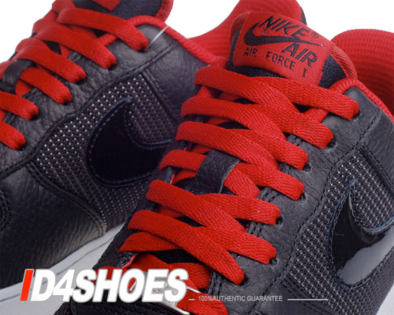 Nike Air Force 1 Low Premium -  Black / Black - Varisity Red - Neutral Grey