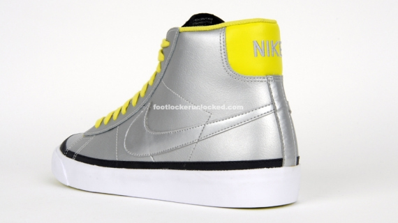 Nike Blazer Mid - Metallic Silver / Black - Electrolime