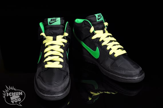 Nike Dunk Hi Nylon Premium - Black / Green Spark - Citron