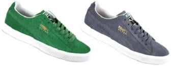 Puma Clyde Green and Grey Suede
