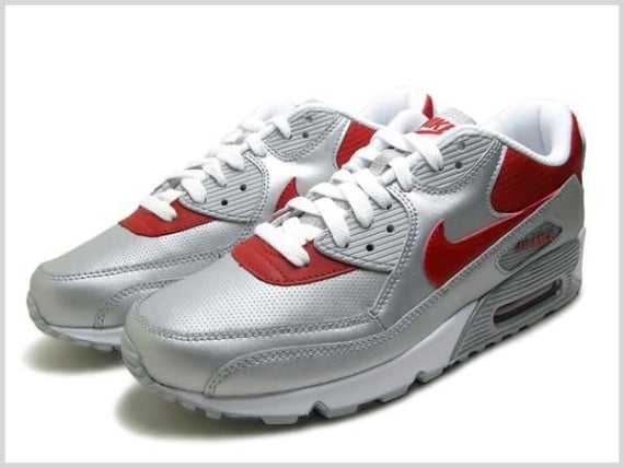 Nike Air Max 90 - Metallic Silver / Varsity Red - White