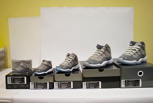 Air Jordan Retro XI 'Cool Grey' Complete Size Run