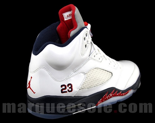 Air Jordan Retro V (5) - White/Midnight Navy-Varsity Red