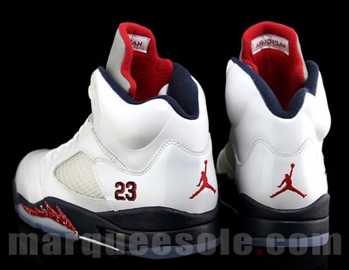 Air Jordan Retro V (5) - White/Midnight Navy-Varsity Red