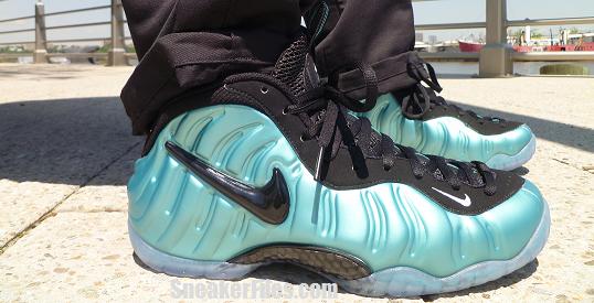 white and turquoise foamposites