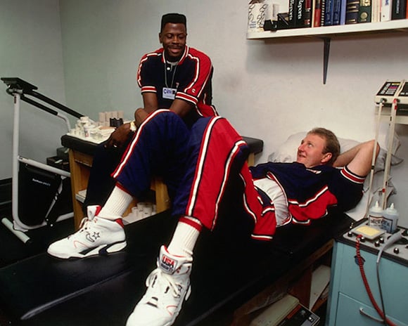 Larry Bird Ewing in Training Room 1992 Olympic