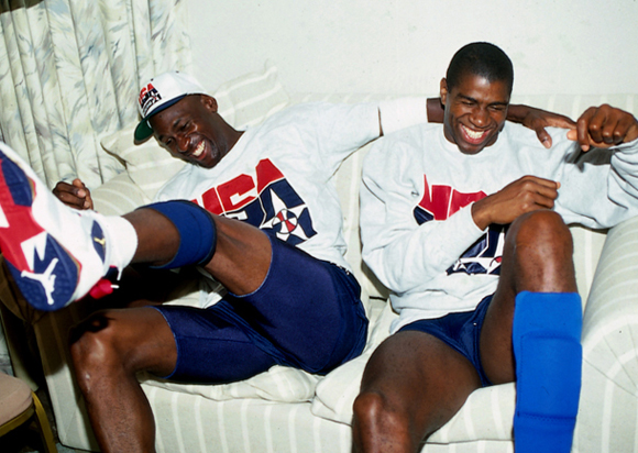 Michael Jordan with Magic Johnson 1992 Olympic Dream Team