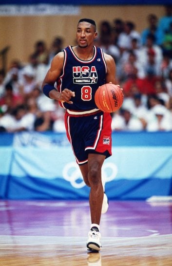 Scottie Pippen Taking Ball Up Court 1992 Olympic