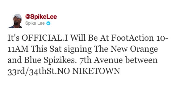 Spike Lee to Sign "Knicks" Spiz'ikes Saturday in NYC
