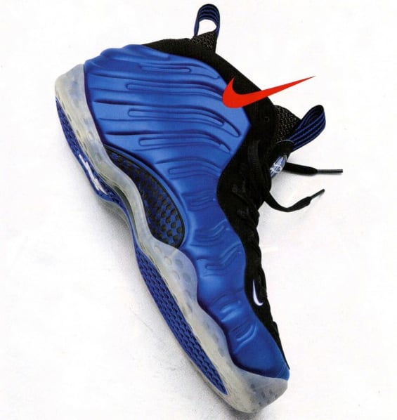 Nike Air Foamposite One Blue Carbon Fiber Sample Side View