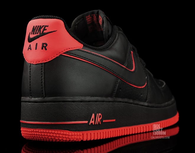 nike air force 1 black with red swoosh