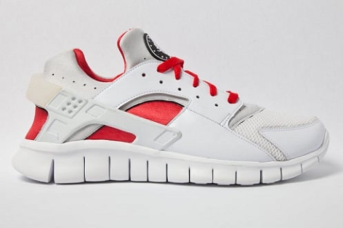 nike huarache free run white and red