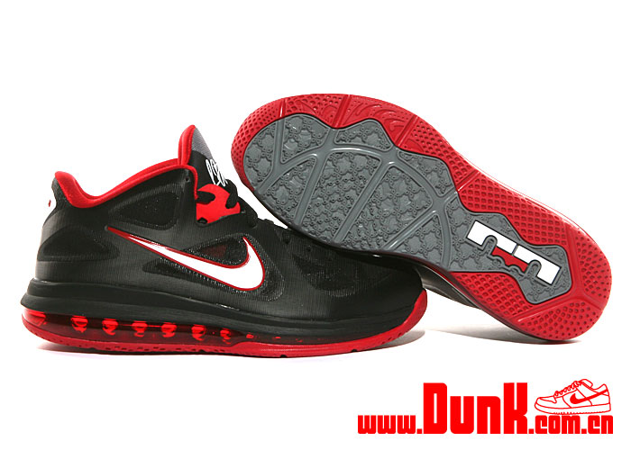 Nike LeBron 9 Low 'Black/White-Cool Grey-Sport Red'