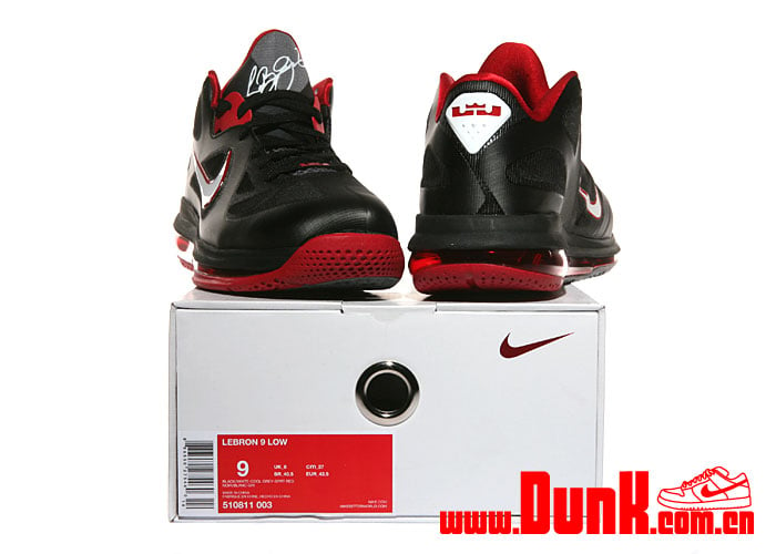 Nike LeBron 9 Low 'Black/White-Cool Grey-Sport Red'