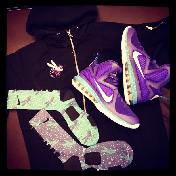 Nike LeBron 9 ‘Summit Lake Hornets’ Elite Socks and AW77