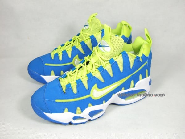 lime green and blue nikes