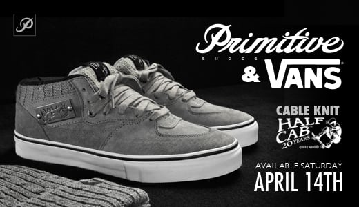 Release Reminder: Primitive x Vans Half Cab 'Cable Knit'